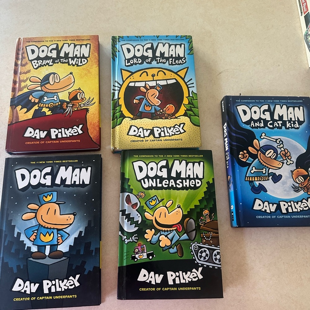 Dog Man Book Lot by Dav Pilkey – Set of 5 Hardcover Graphic Novels
